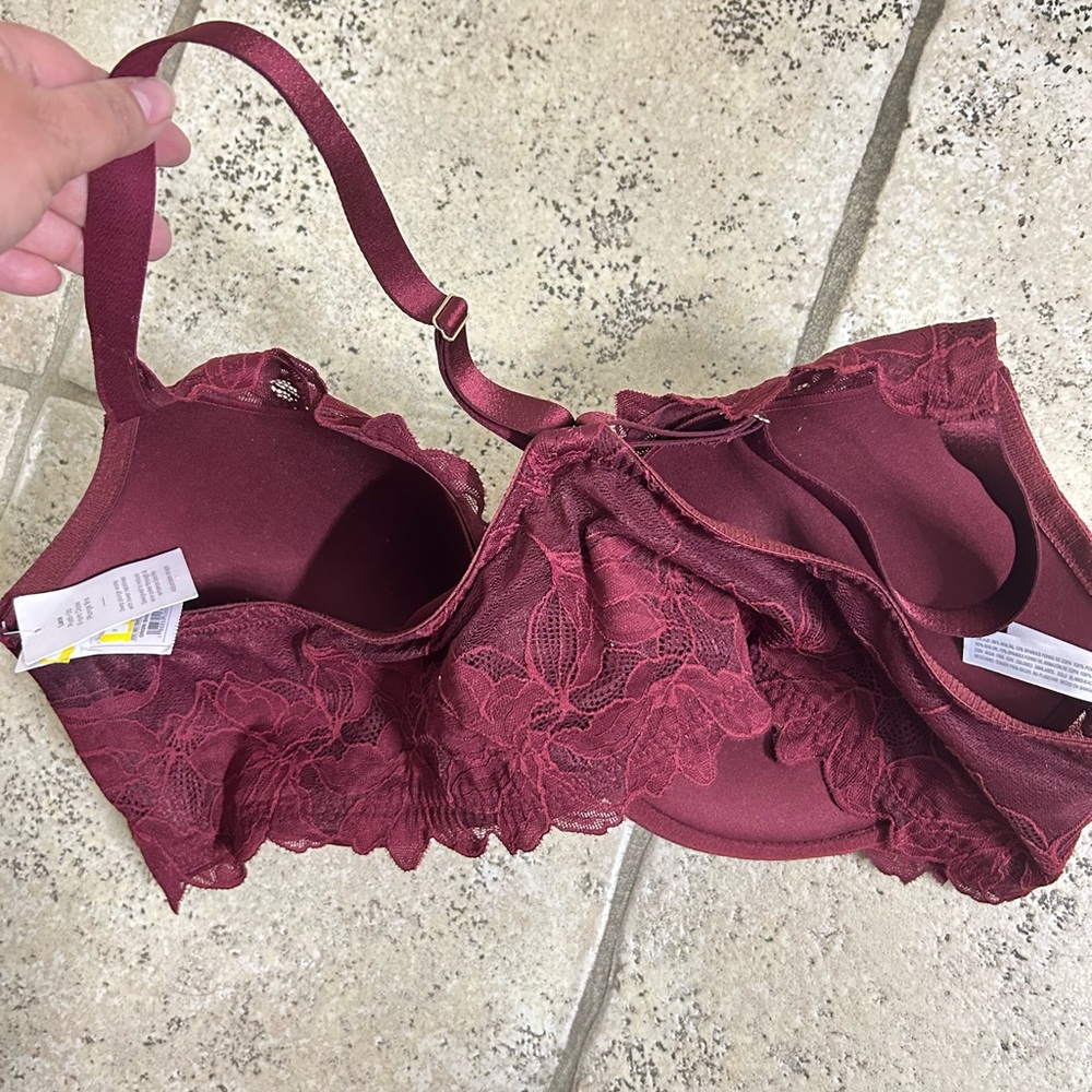 Auden lace front close push up bra size 46C NWT Burgundy - Picture 3 of 6